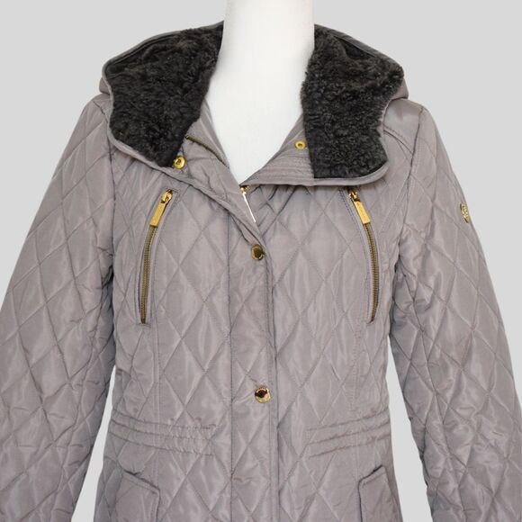 MICHAEL KORS Women's Long Quilted Coat Beige Size S - Picture 5 of 9